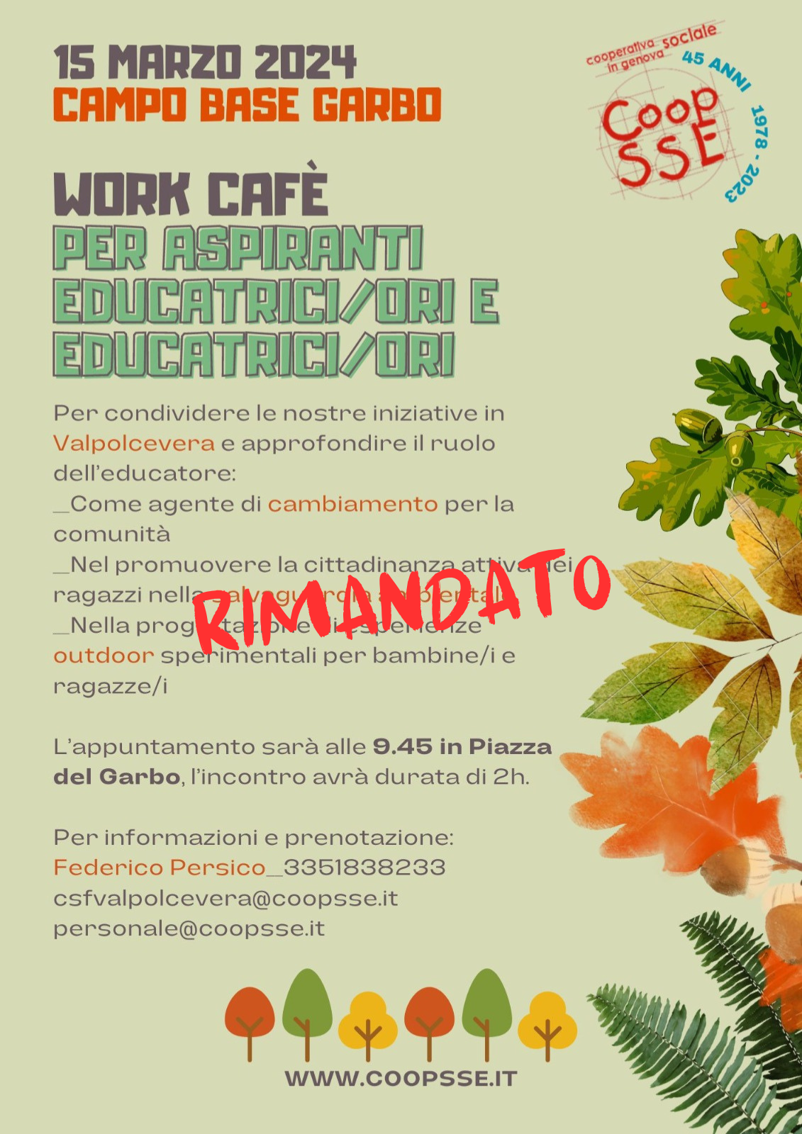 Work Cafè Per Aspiranti Educatrici/ori